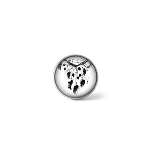 Button / Cabochon for customizable jewelry - Black and white dream catcher pattern