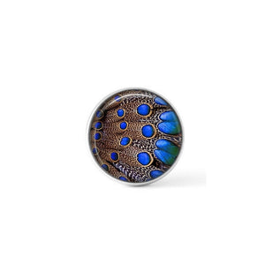 Cabochon / bouton pour bijoux interchangeables -  Plumage bleu royal