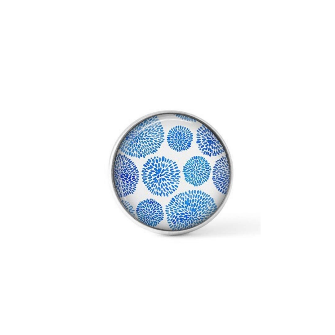 Cabochon / bouton pour bijoux interchangeables - Points en boules bleus