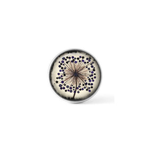 Clip-on cabochon button for interchangeable jewelry: Simple Agapanthus