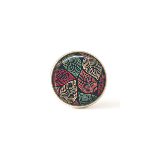 Bouton / Cabochon pour bijoux interchangeables feuilles rose et vert sauge