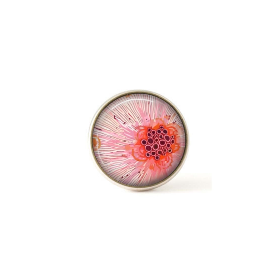 Bouton / Cabochon pour bijoux interchangeables- Abstrait Giclée Rose.