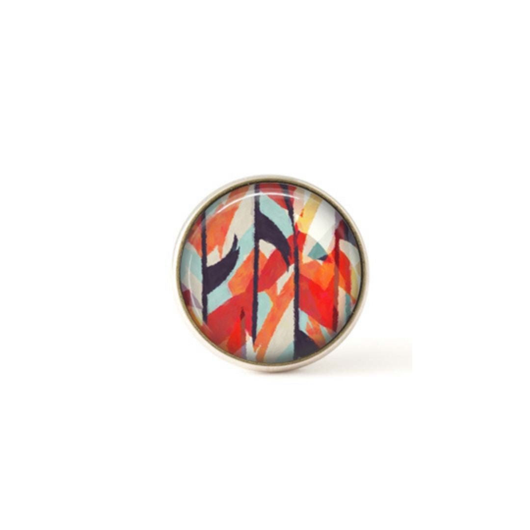 Bouton / Cabochon pour bijoux interchangeables- Aquarelle abstrait rouge