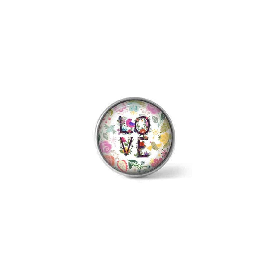 Bouton / Cabochon pour bijoux personnalisables - Motif couronne florale "love"