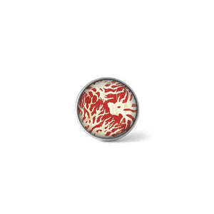 Button / Cabochon for customizable jewelry - Red coral pattern