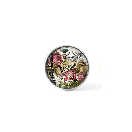 Bouton cabochon clipsable pour bijoux interchangeables : Bonjour Paris vintage