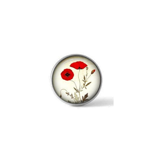 Bouton / Cabochon pour bijoux interchangeables- Coquelicots botanique 1