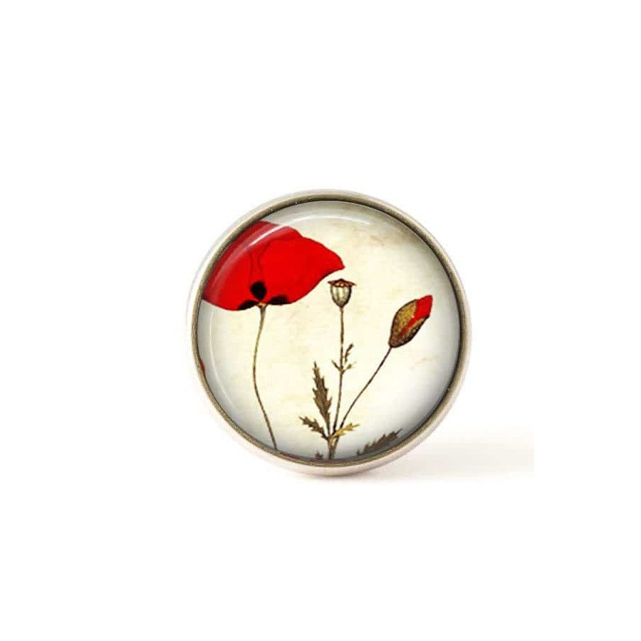 Bouton / Cabochon pour bijoux interchangeables coquelicots