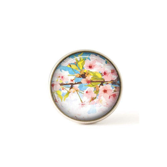 Bouton / Cabochon pour bijoux interchangeables fleurs de cérisier