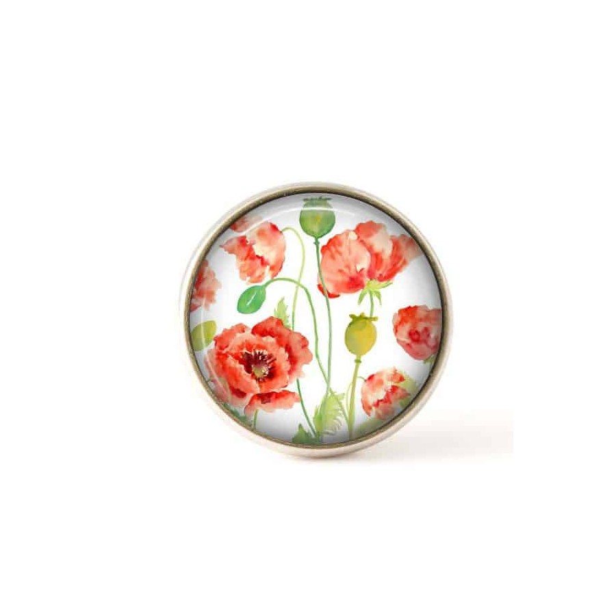 Bouton / Cabochon pour bijoux interchangeables coquelicots peints