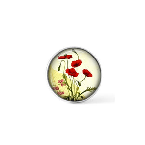 Bouton / Cabochon pour bijoux interchangeables- Coquelicots botanique 3