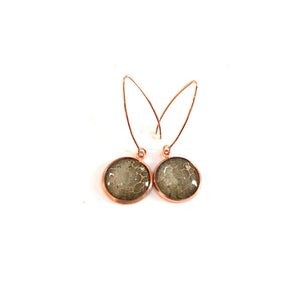 Watercolor background earrings in rose gold and khaki