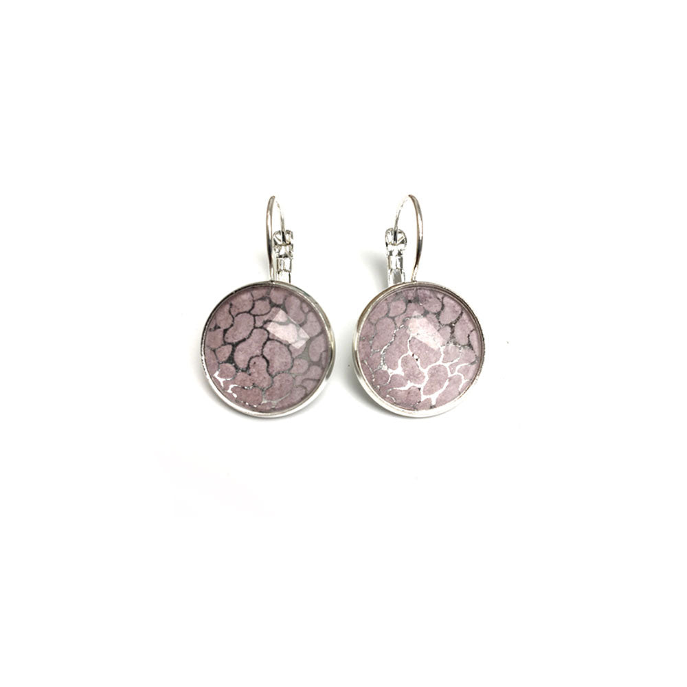 Boucles d’oreilles à dos leaver rose aquarelle et argent