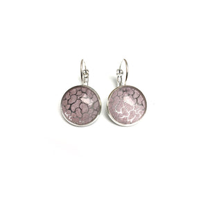 Pink and silver watercolor colored sleeper earrings