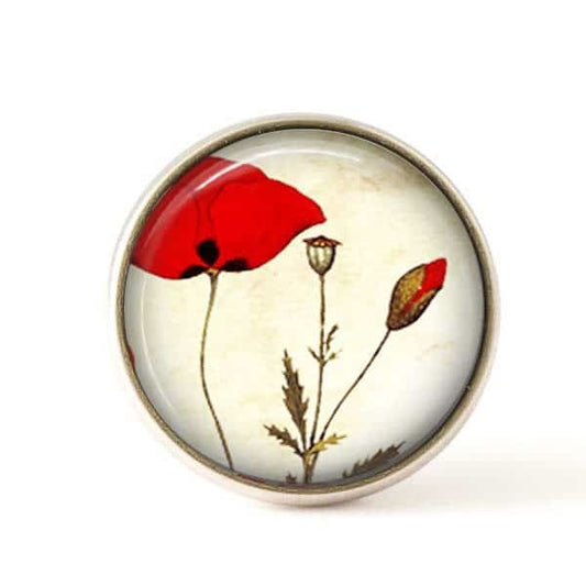 Bouton / Cabochon pour bijoux interchangeables coquelicots