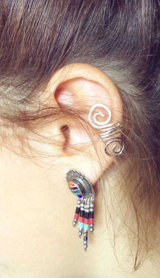 Boucle d'oreille "manchette" sans piercing double spirale