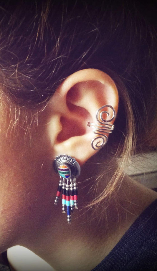 Boucle d'oreille "manchette" sans piercing double spirale