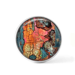 Clip-on cabochon button for interchangeable jewelry: Abstract apricot peeling paint theme