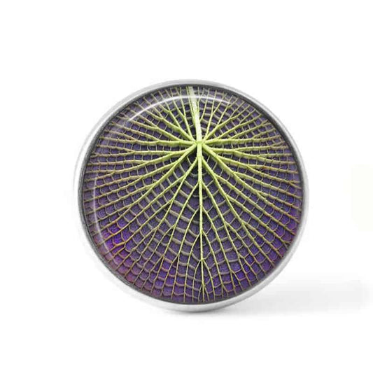 Bouton cabochon clipsable pour bijoux interchangeables : Nénuphar géante vert et violet