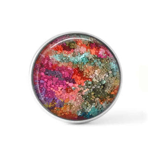 Clip-on cabochon button for interchangeable jewelry: abstract Indian pink and khaki